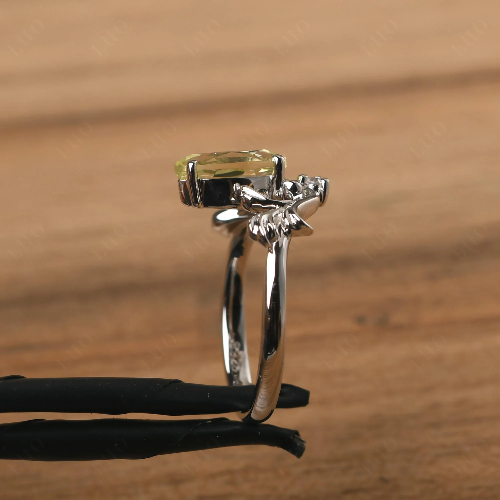 Marquise Cut Lemon Quartz Leaf Ring - Image 13