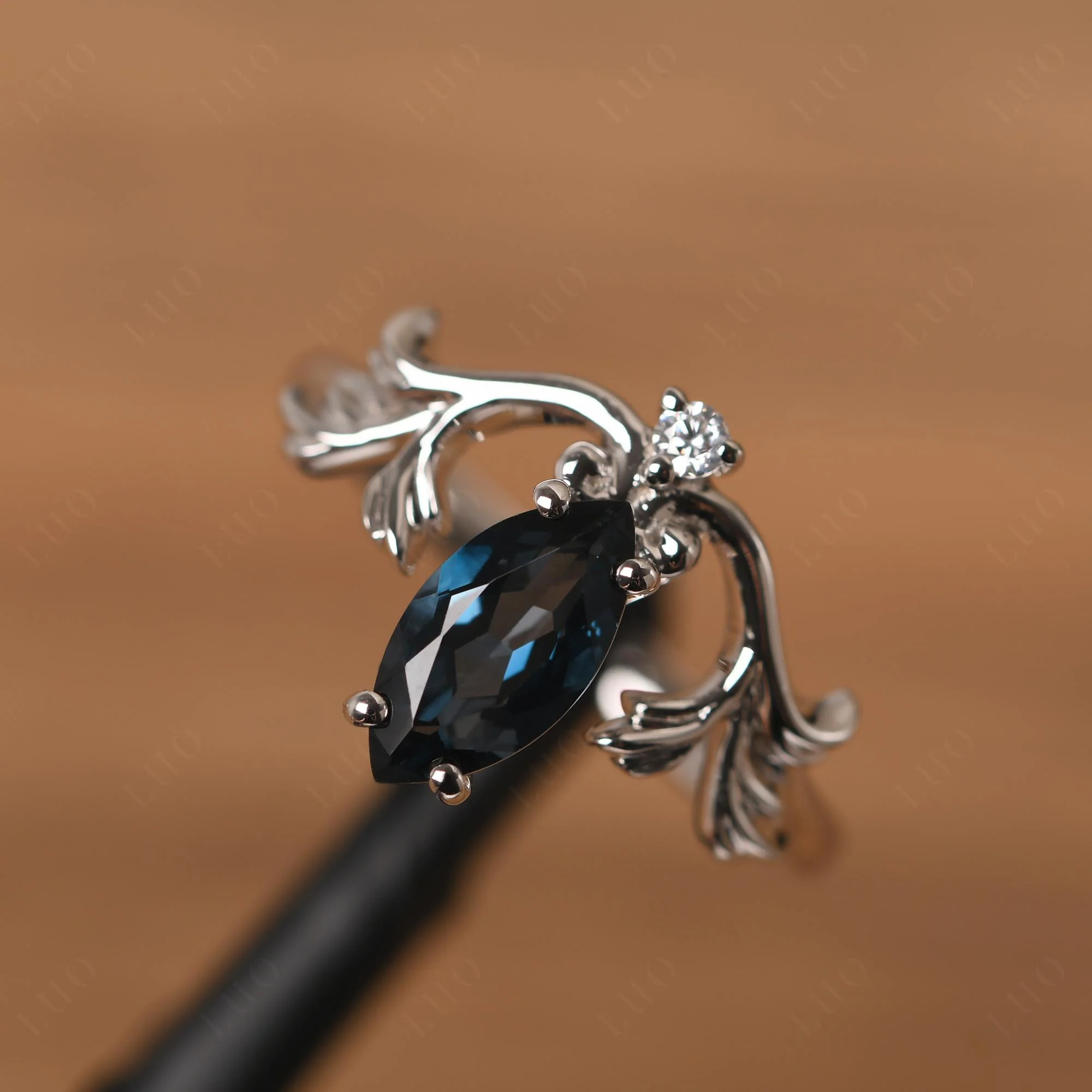 London Blue Topaz Marquise Cut Engagement Ring - Image 11