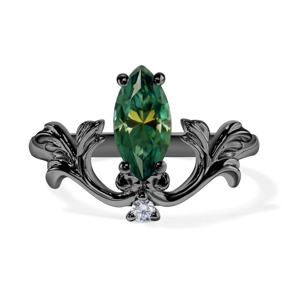 Green Moissanite Marquise Cut Engagement Ring