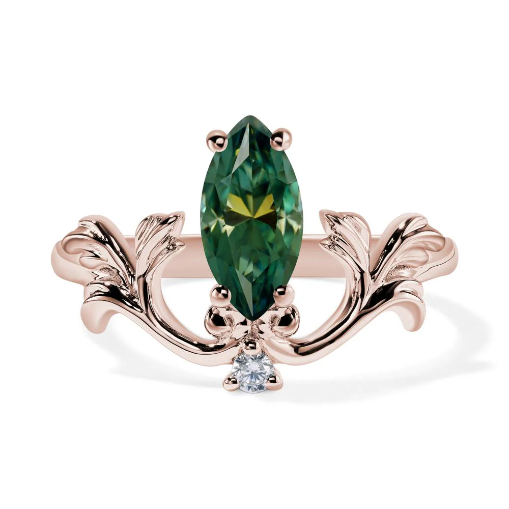 Green Moissanite Marquise Cut Engagement Ring - Image 5