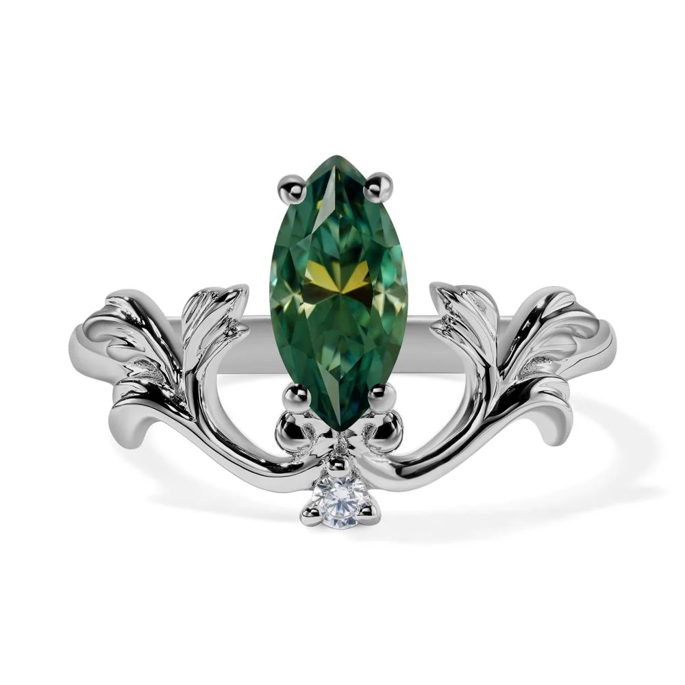 Green Moissanite Marquise Cut Engagement Ring - Image 6