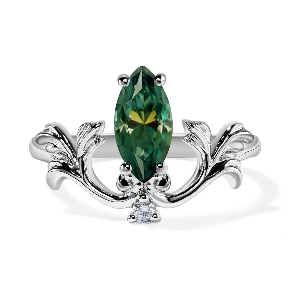Green Moissanite Marquise Cut Engagement Ring - Image 7