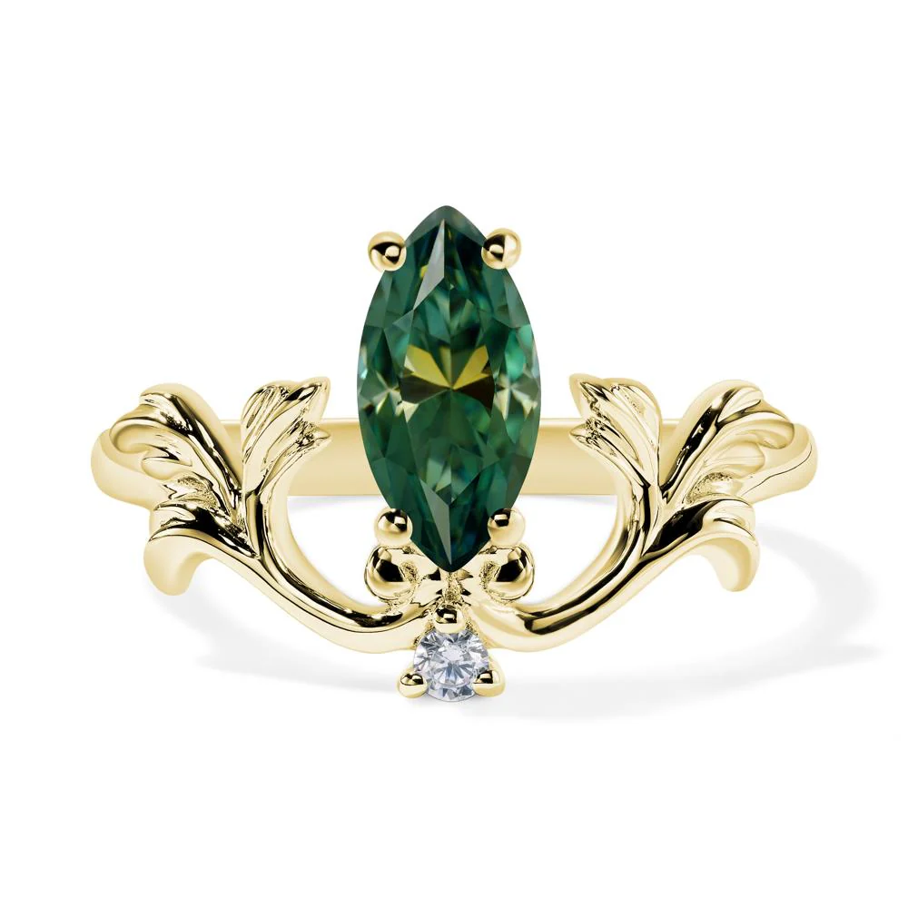 Green Moissanite Marquise Cut Engagement Ring - Image 8