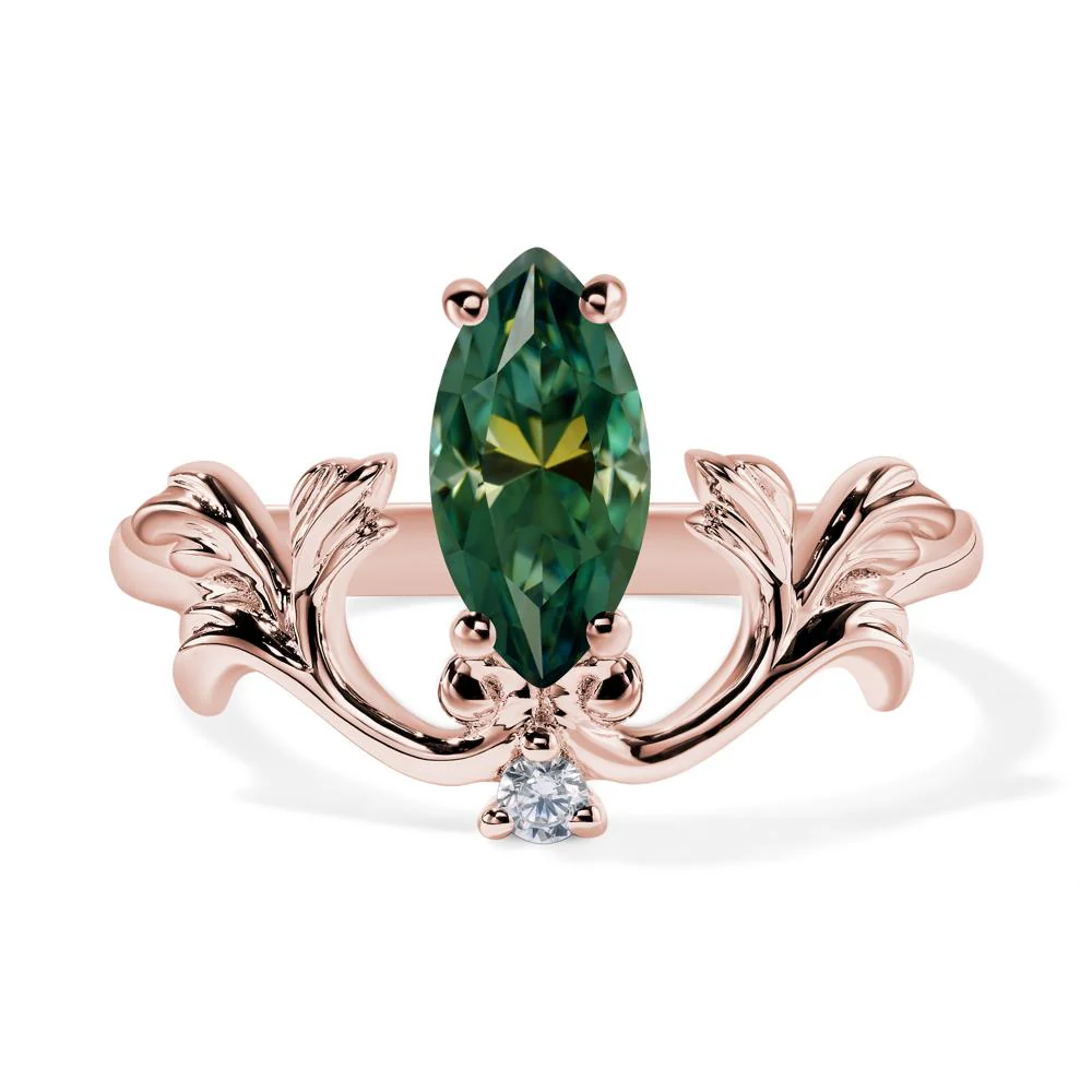 Green Moissanite Marquise Cut Engagement Ring - Image 9