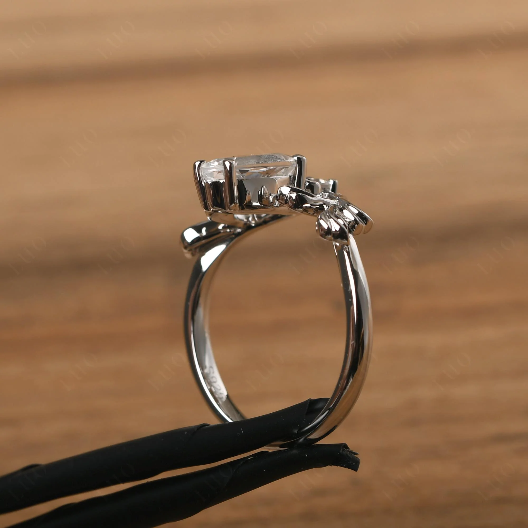 White Topaz Marquise Cut Engagement Ring - Image 13