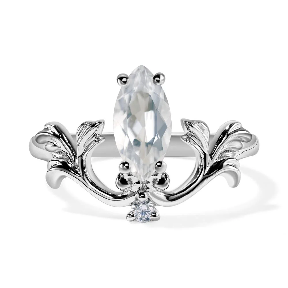 White Topaz Marquise Cut Engagement Ring - Image 4