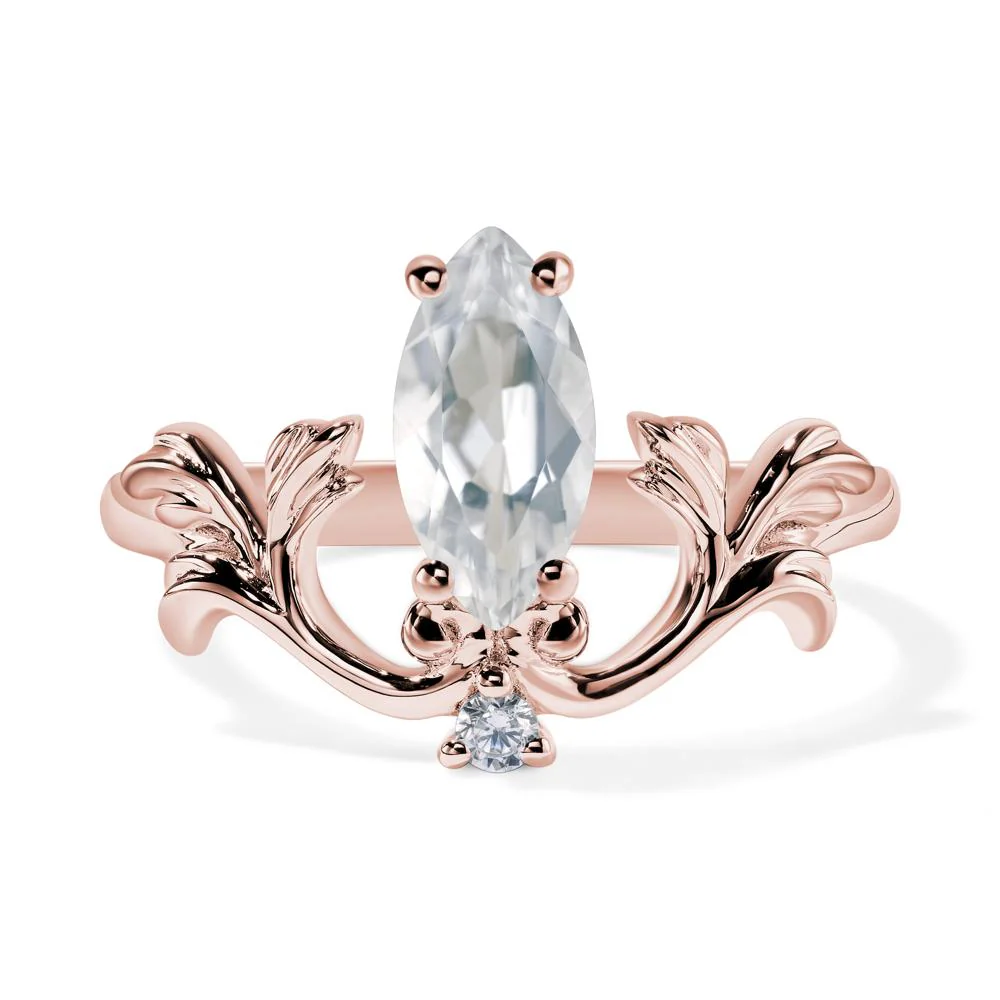 White Topaz Marquise Cut Engagement Ring - Image 9