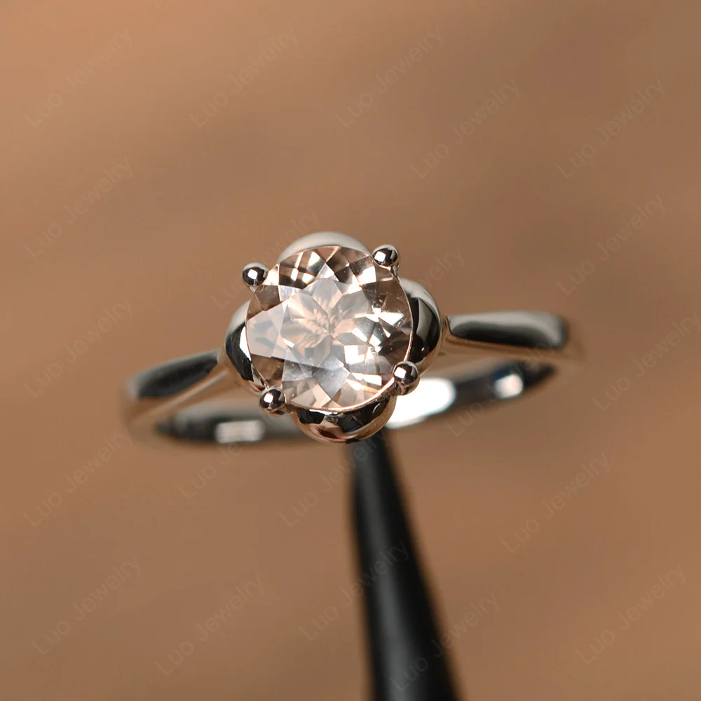 Flower Morganite Solitaire Engagement Ring