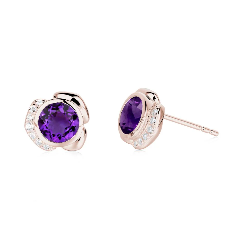 Flower Round Amethyst Earrings - Image 6