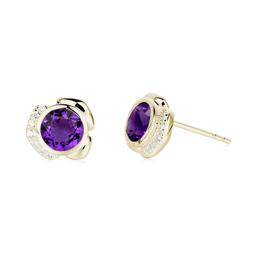 Flower Round Amethyst Earrings - Image 9