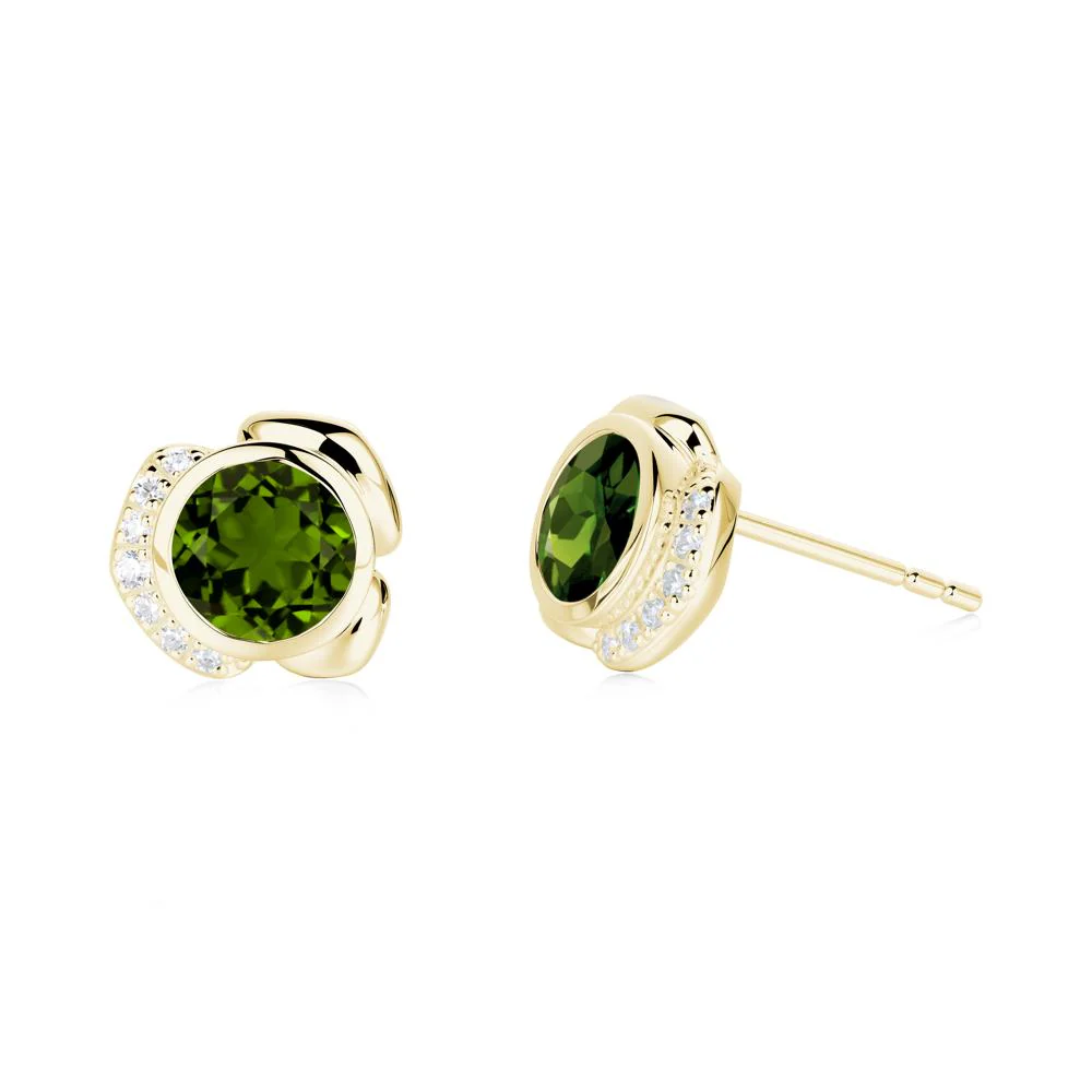 Flower Round Diopside Earrings - Image 3
