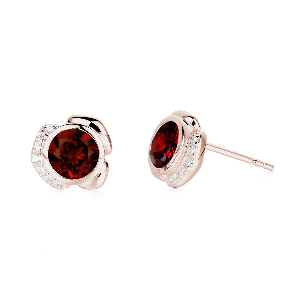 Flower Round Garnet Earrings - Image 8