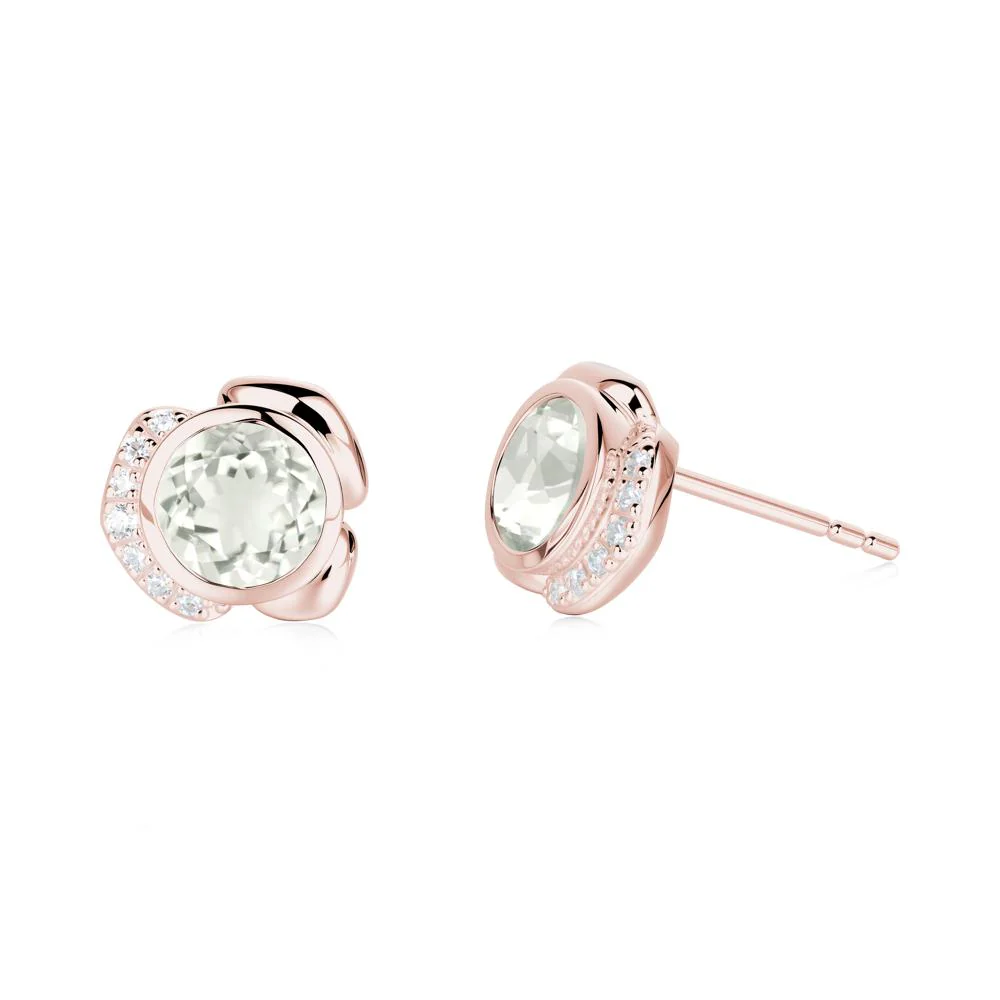 Flower Round Green Amethyst Earrings - Image 4