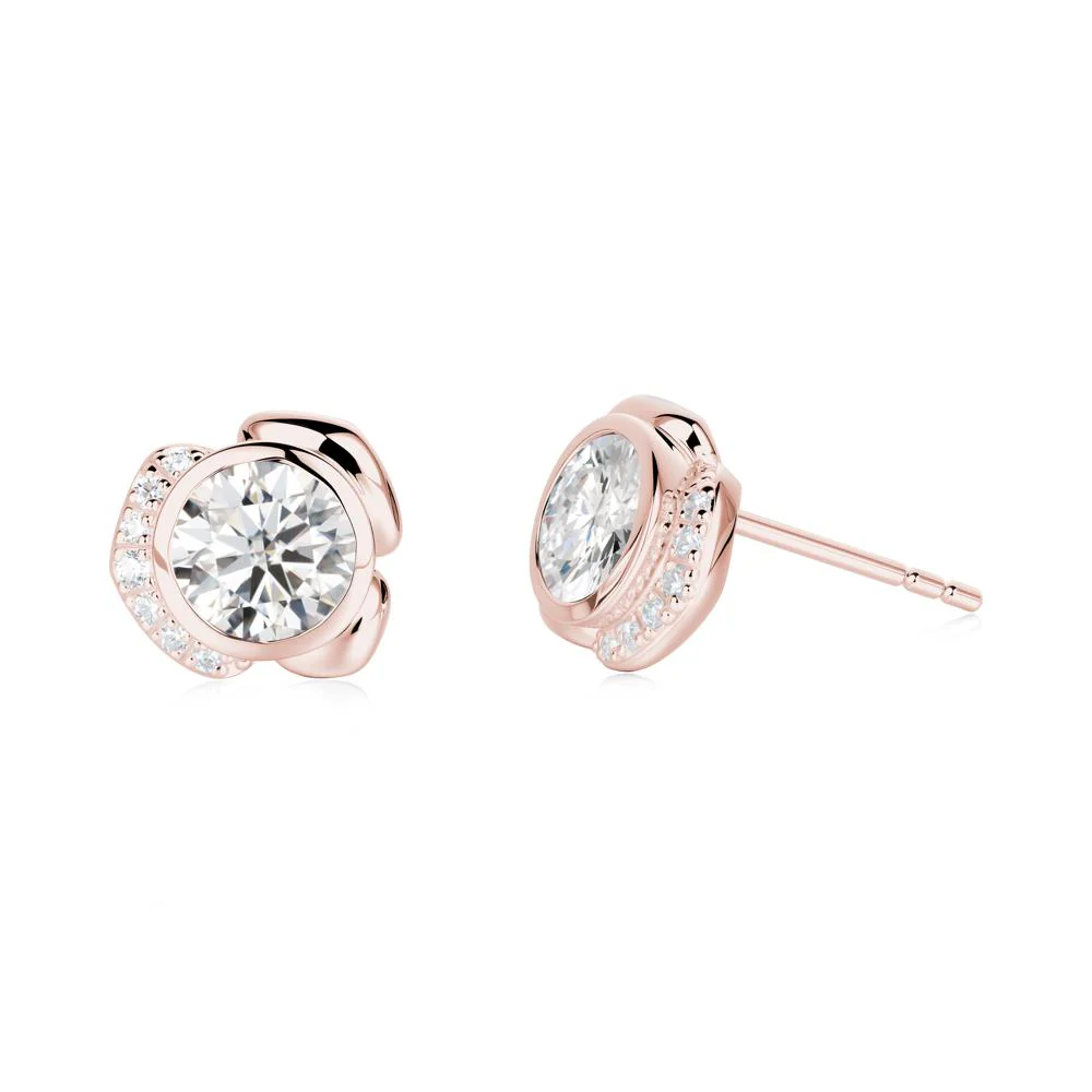 Flower Round Moissanite Earrings - Image 2