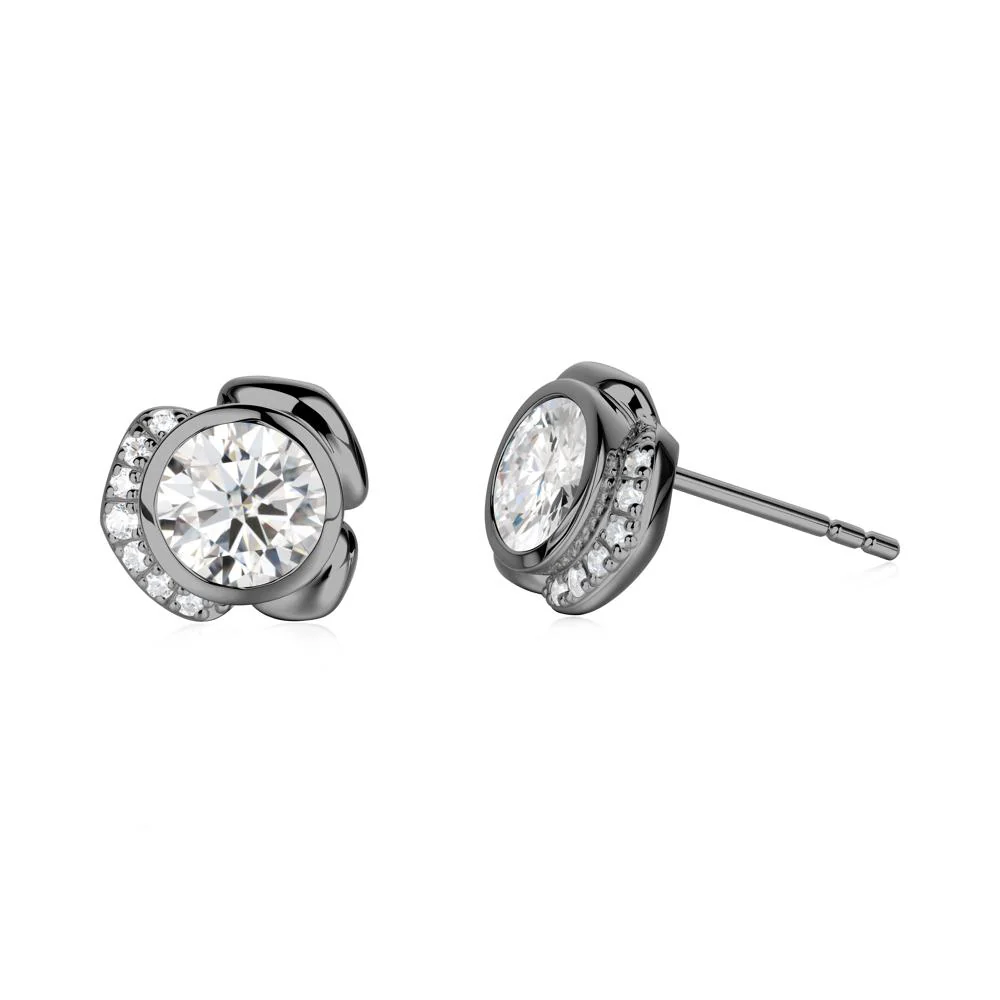 Flower Round Moissanite Earrings - Image 4