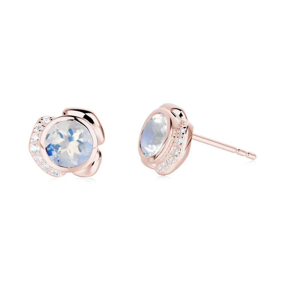 Flower Round Moonstone Earrings - Image 3