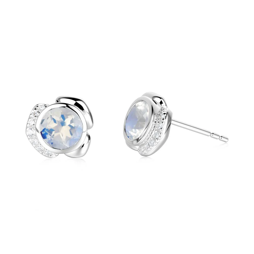 Flower Round Moonstone Earrings - Image 4