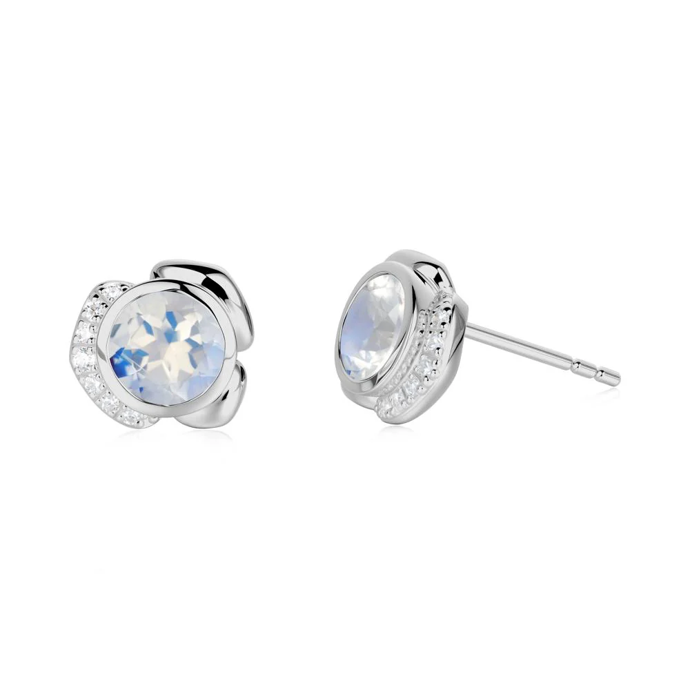 Flower Round Moonstone Earrings - Image 5