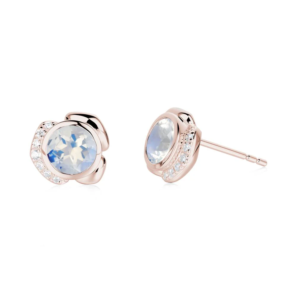 Flower Round Moonstone Earrings - Image 7