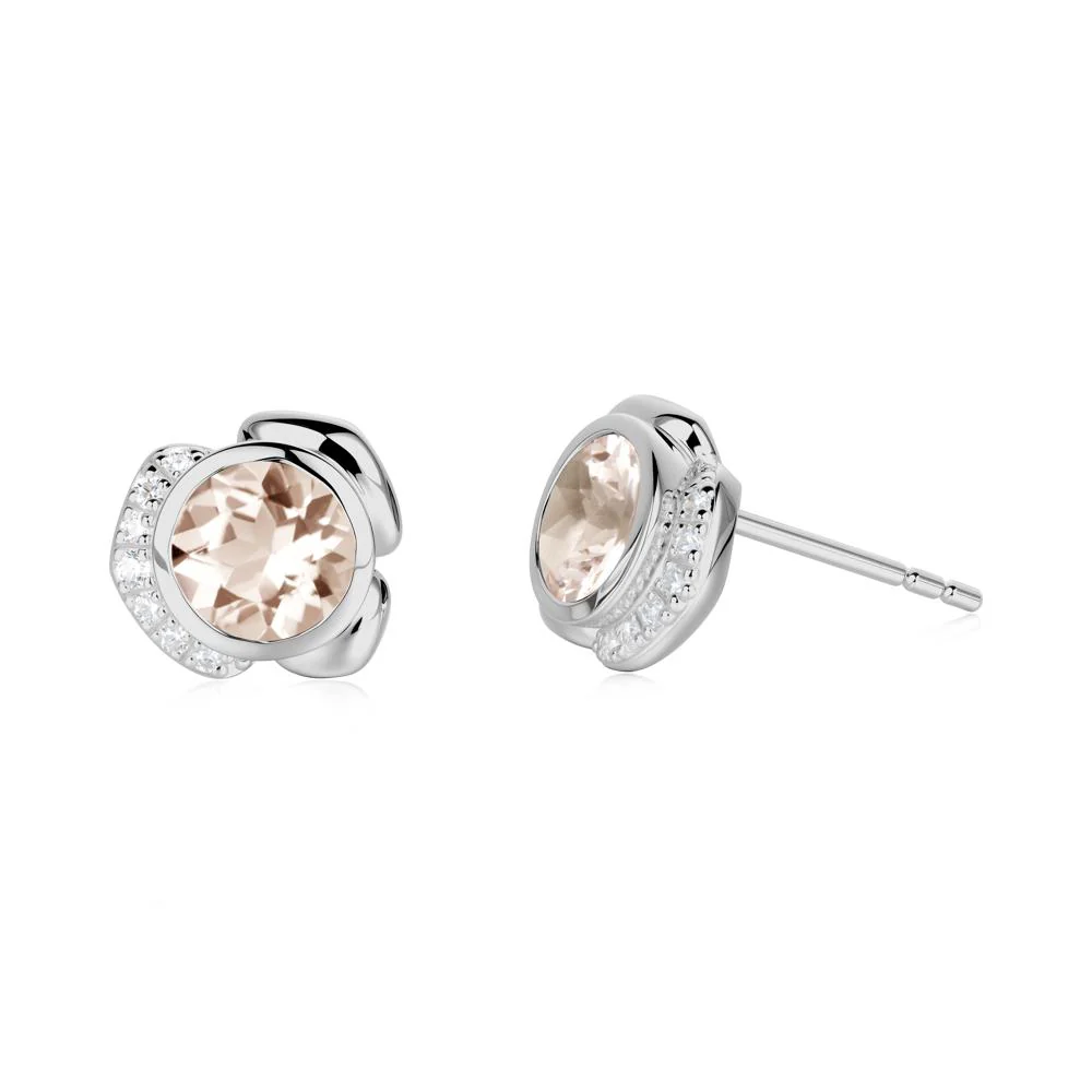 Flower Round Morganite Earrings