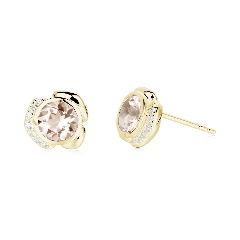 Flower Round Morganite Earrings - Image 2