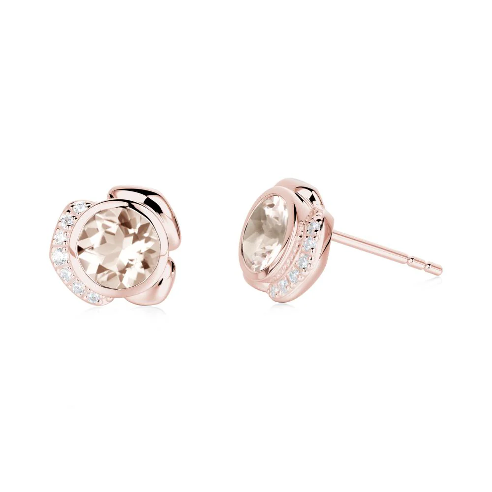 Flower Round Morganite Earrings - Image 5