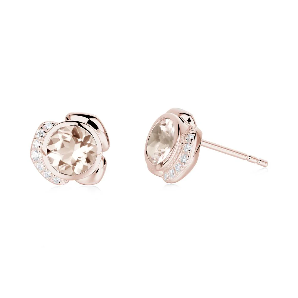 Flower Round Morganite Earrings - Image 6