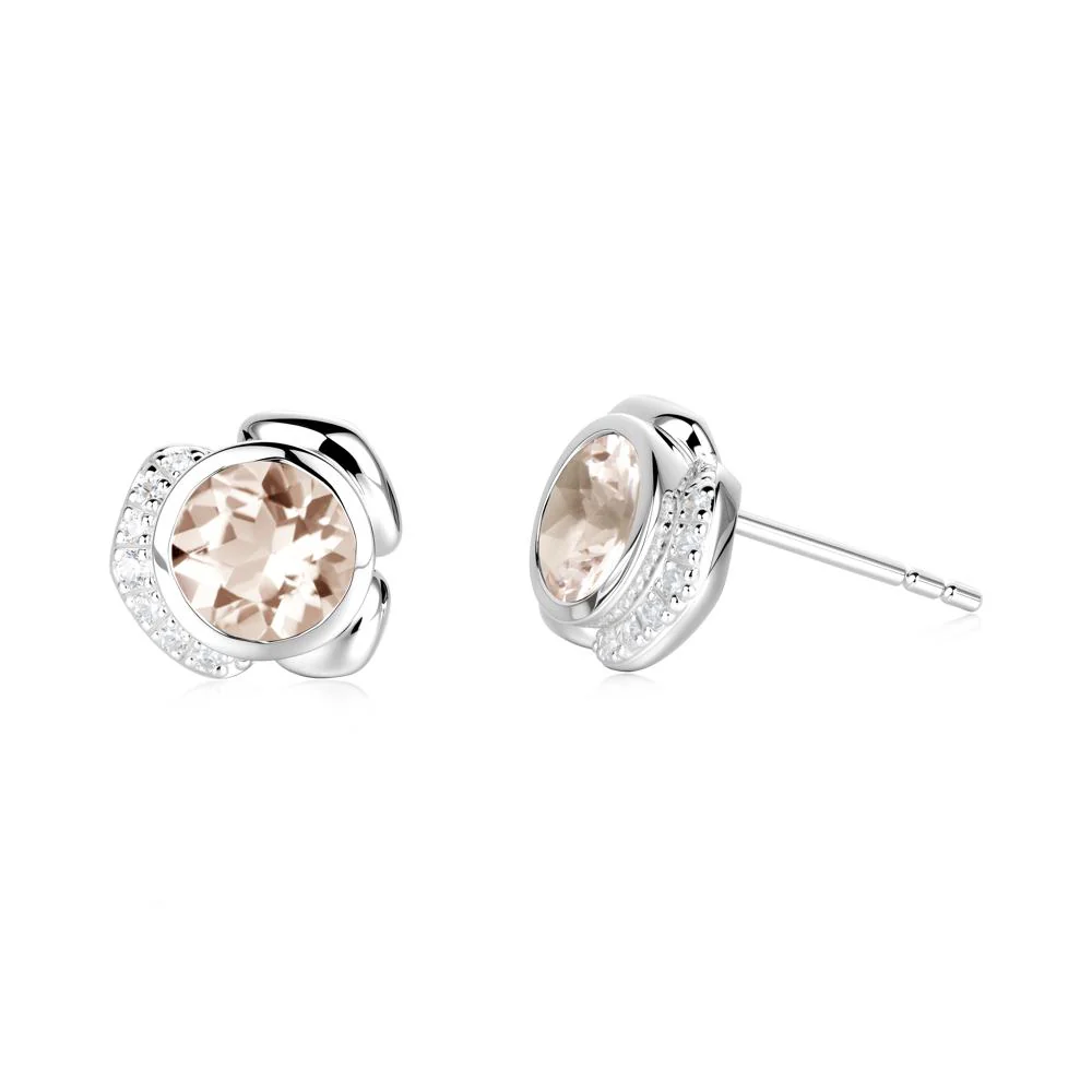Flower Round Morganite Earrings - Image 8