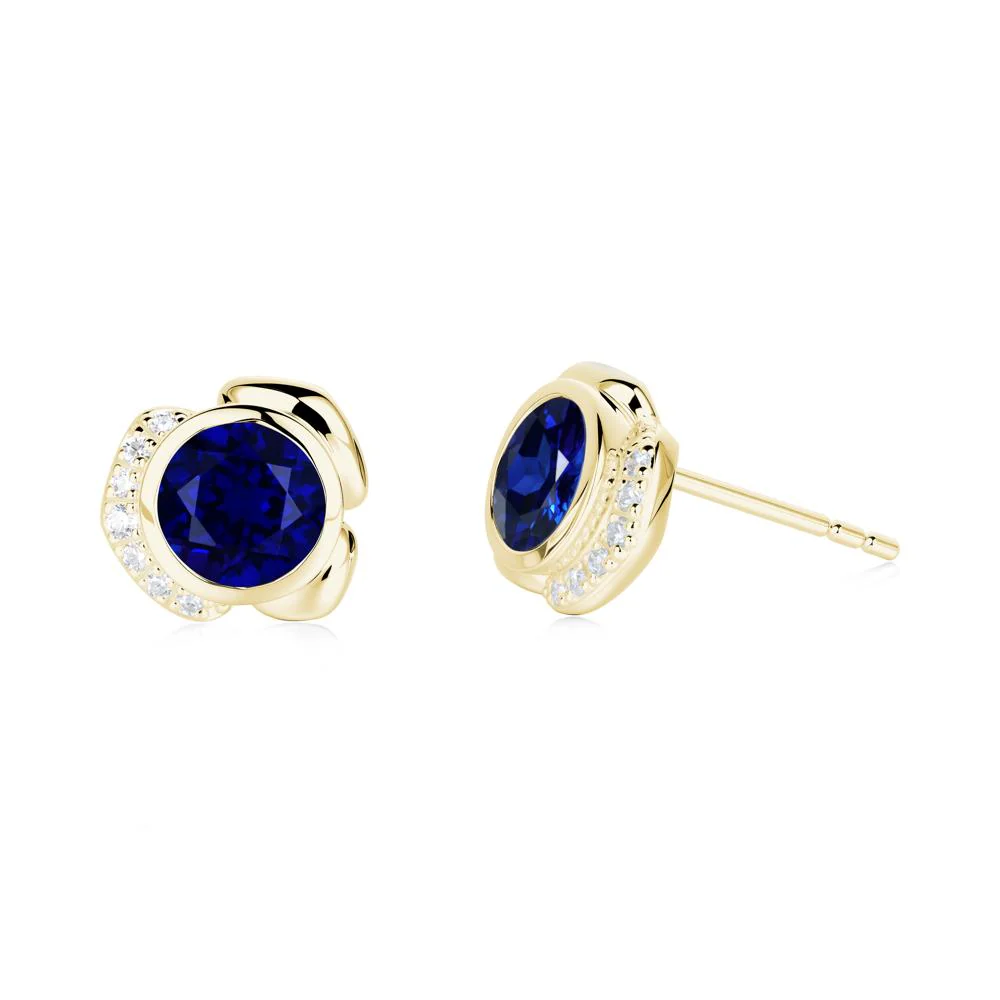 Flower Round Sapphire Earrings - Image 6