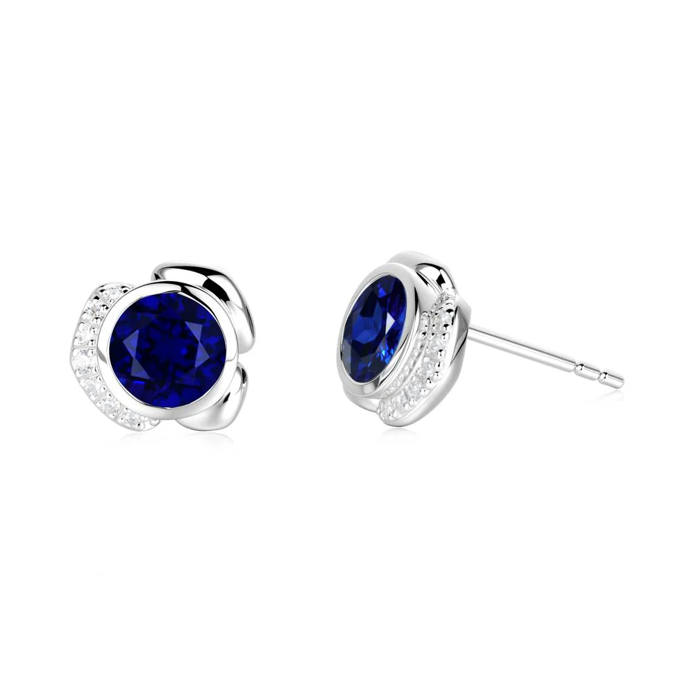 Flower Round Sapphire Earrings - Image 7