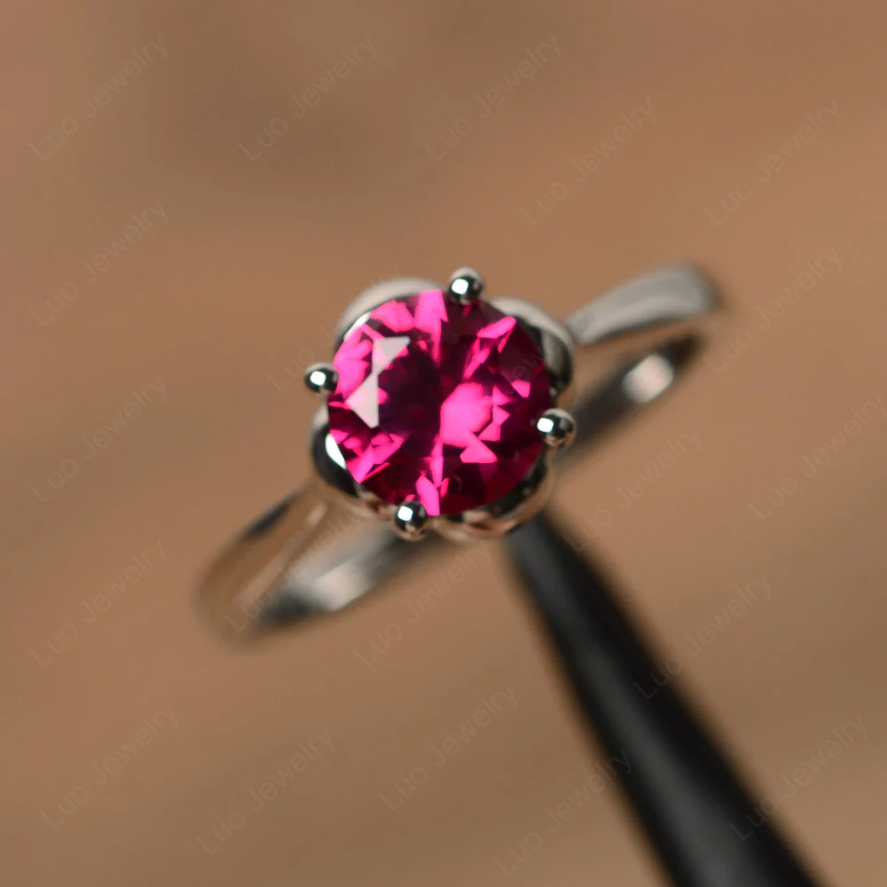 Ruby Floral Solitaire Engagement Ring