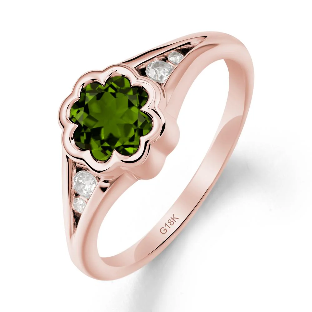 Flower Shaped Diopside Ring with Bezel Setting - Image 4