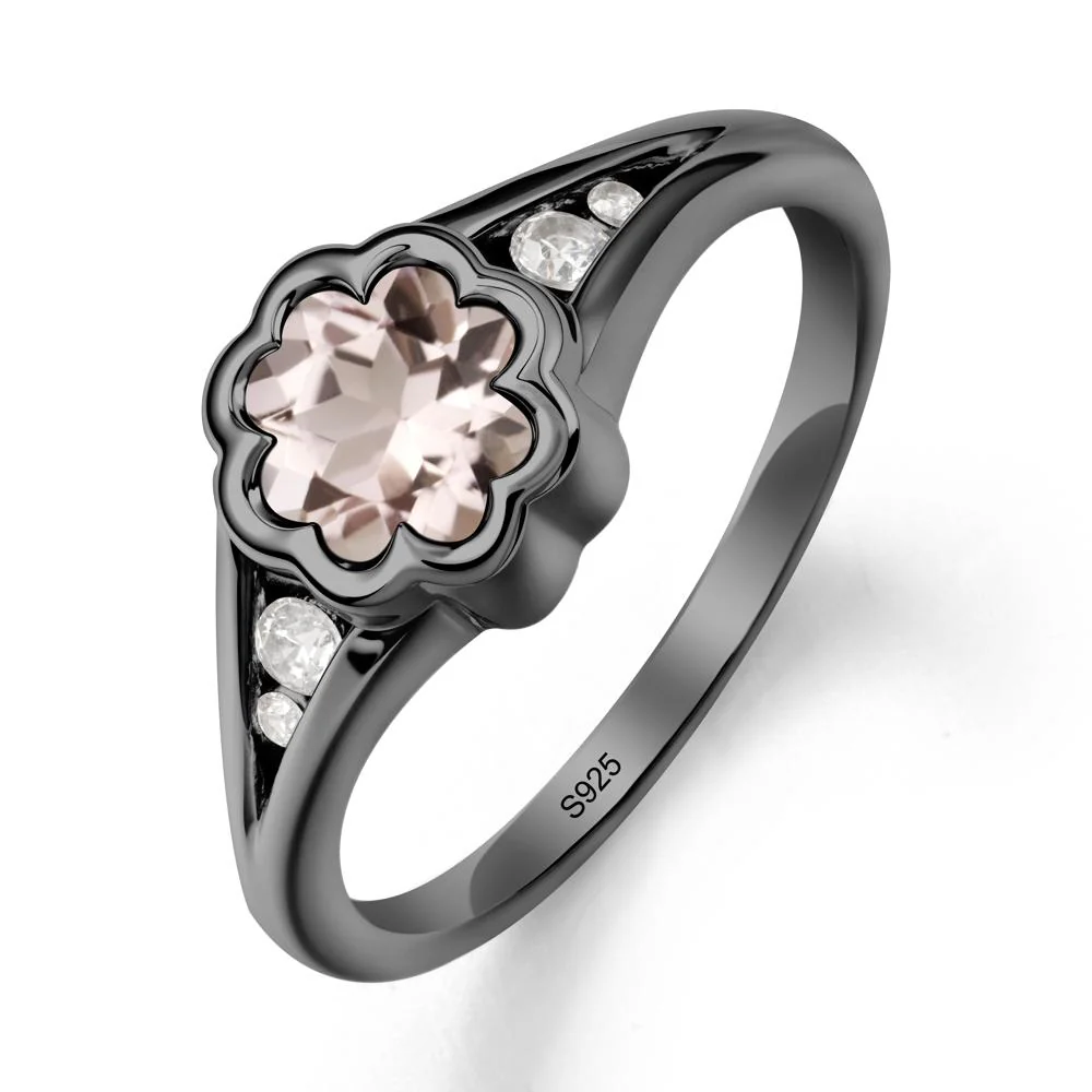 Flower Shaped Morganite Ring with Bezel Setting - Image 7