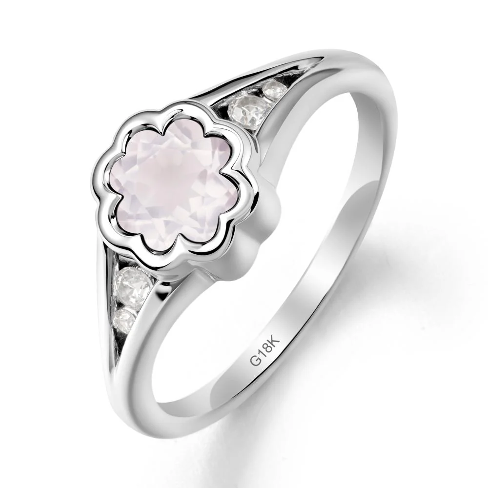 Flower Shaped Rose Quartz Ring with Bezel Setting - Image 6