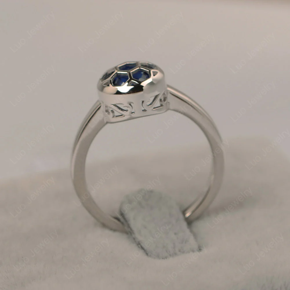 Football Inspired Sapphire Ring - Image 2