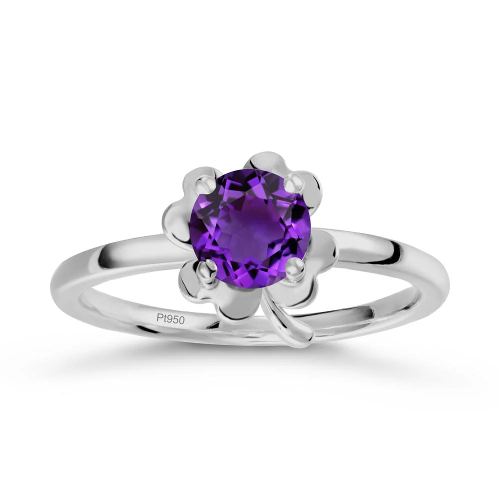 Four Leaf Clover Solitaire Amethyst Ring - Image 8