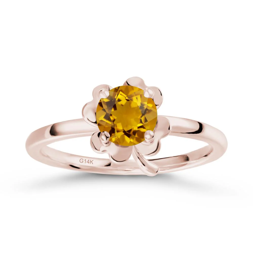 Four Leaf Clover Solitaire Citrine Ring - Image 2