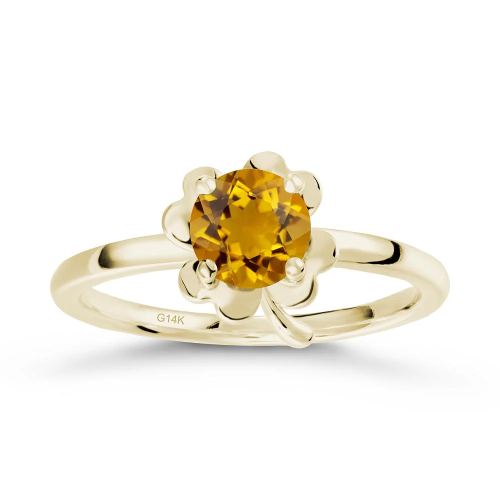 Four Leaf Clover Solitaire Citrine Ring - Image 4