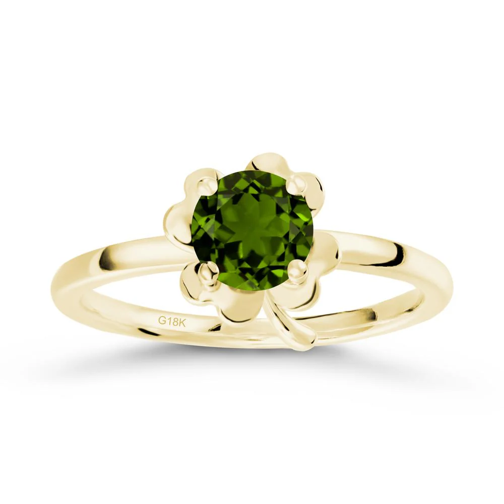 Four Leaf Clover Solitaire Diopside Ring - Image 6