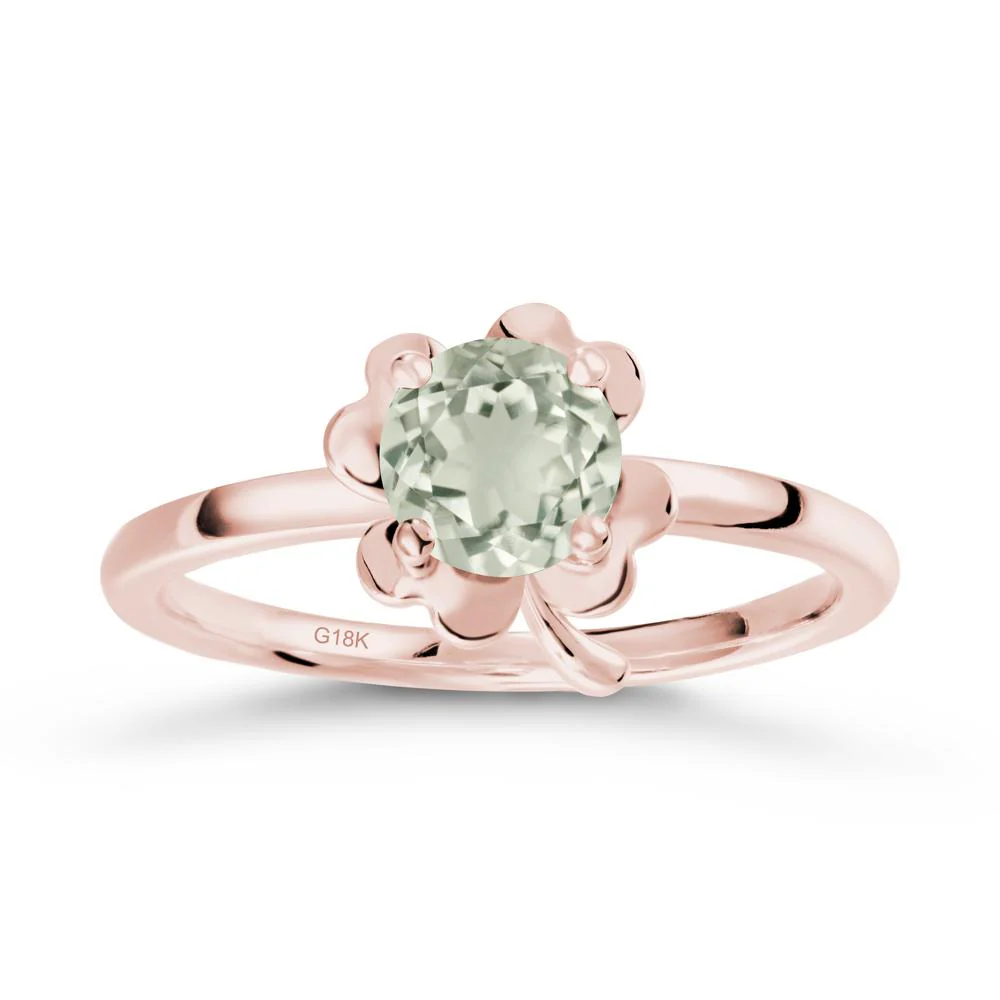 Four Leaf Clover Solitaire Green Amethyst Ring - Image 4