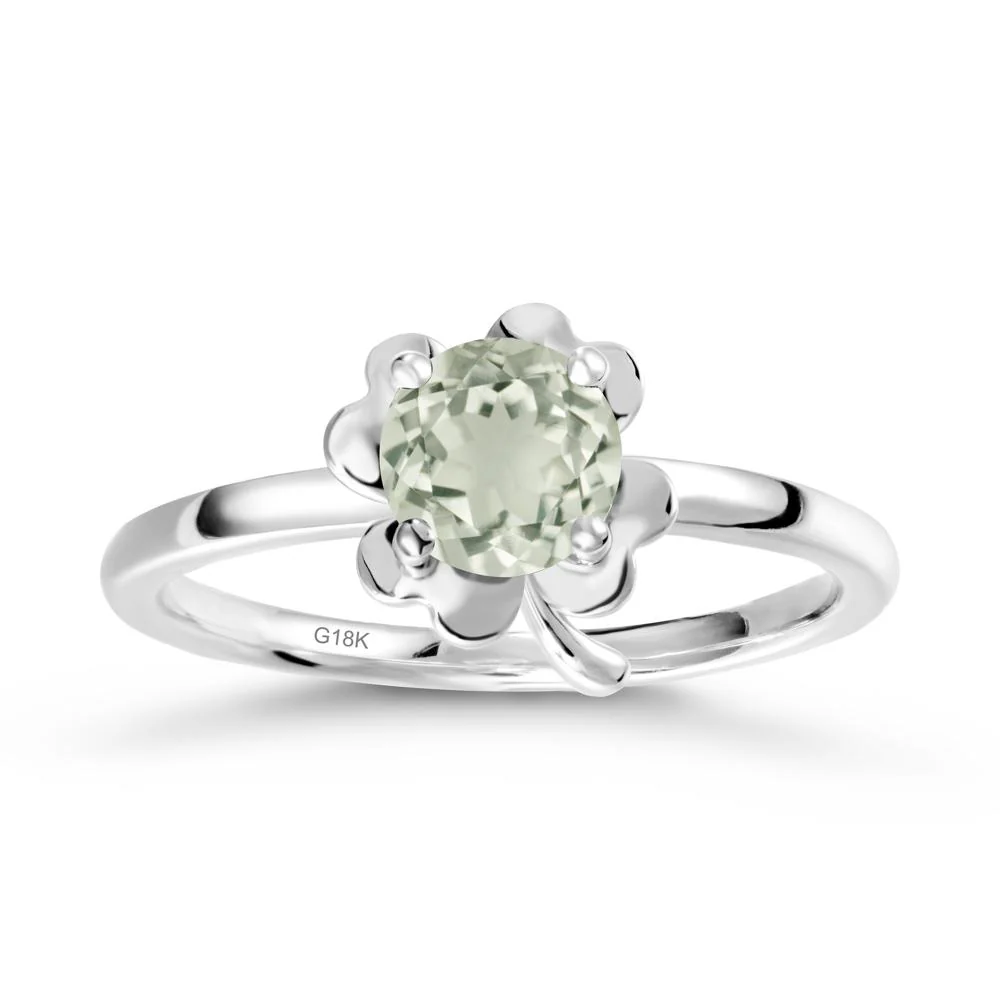 Four Leaf Clover Solitaire Green Amethyst Ring - Image 5