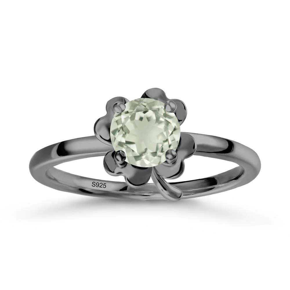 Four Leaf Clover Solitaire Green Amethyst Ring - Image 7
