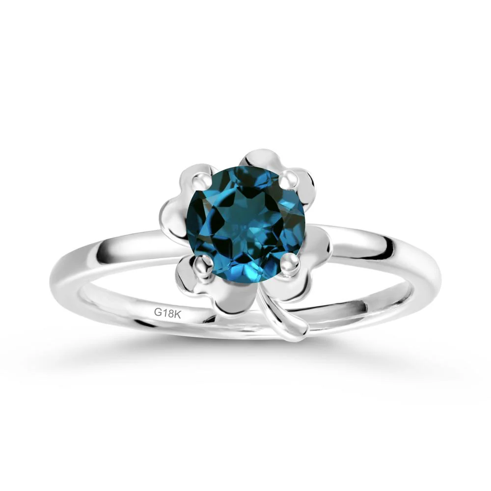 Four Leaf Clover Solitaire London Blue Topaz Ring - Image 5