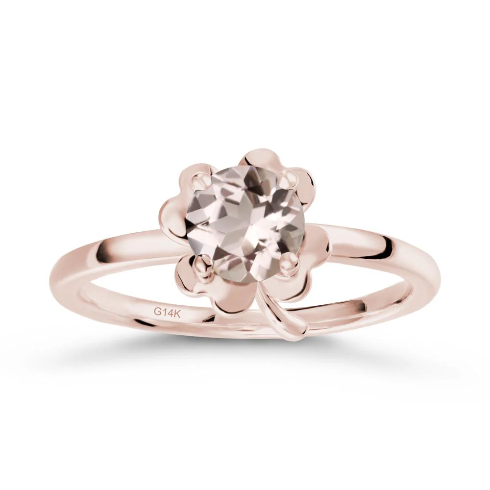Four Leaf Clover Solitaire Morganite Ring