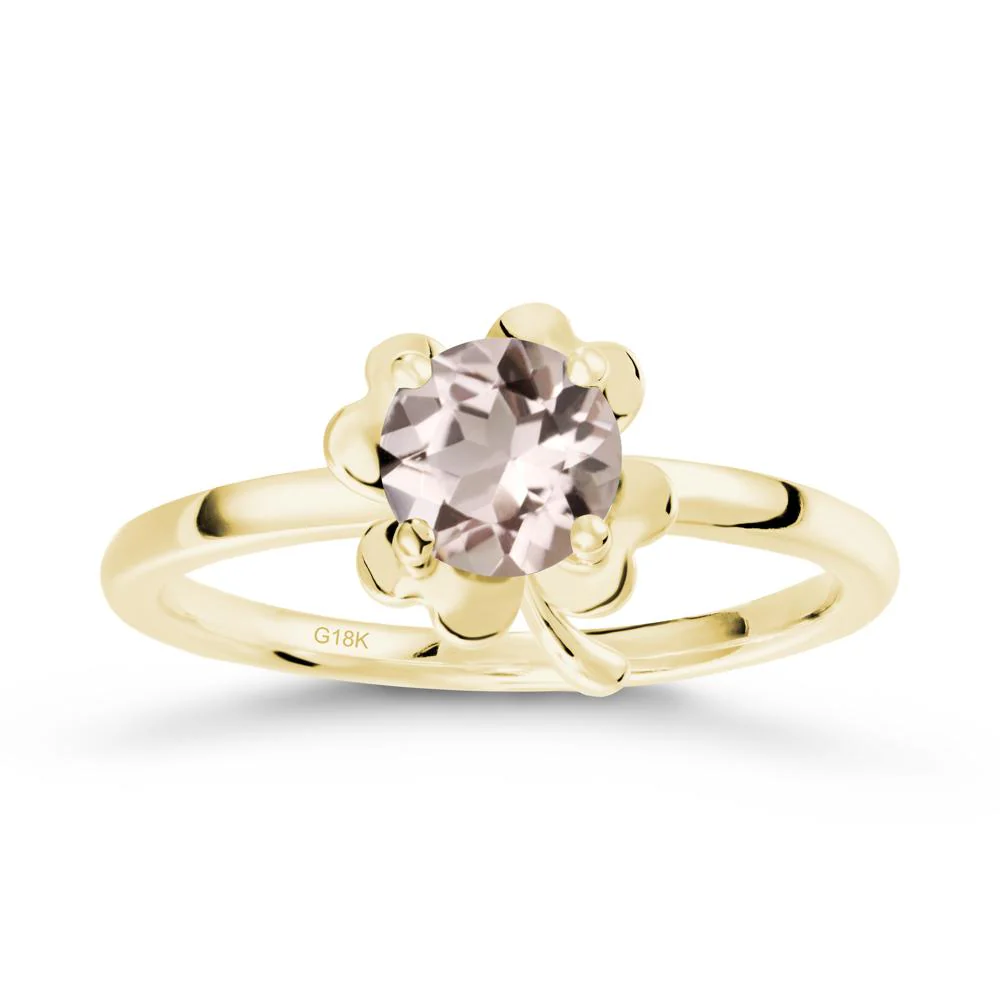 Four Leaf Clover Solitaire Morganite Ring - Image 6