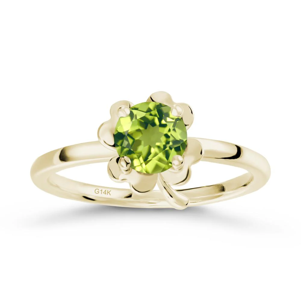 Four Leaf Clover Solitaire Peridot Ring - Image 4