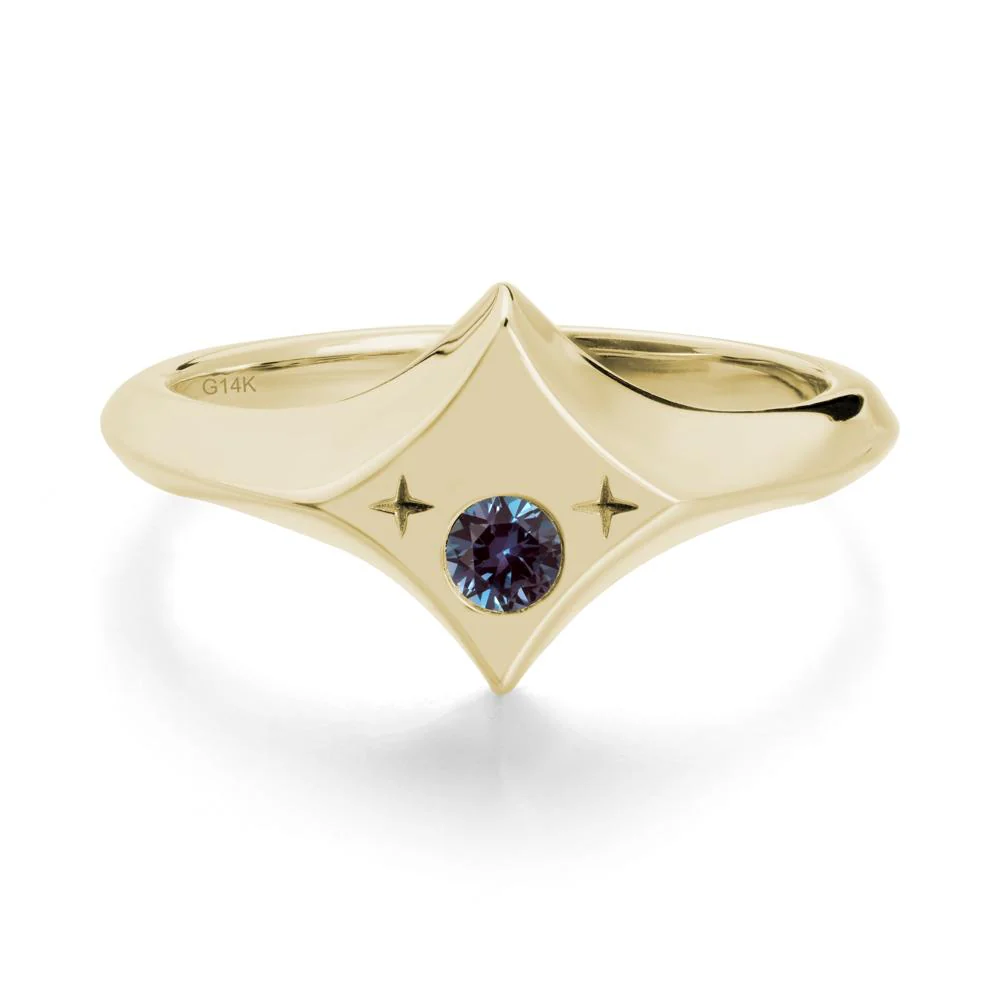 Four-Pointed Star Zodiac Alexandrite Ring - Image 3