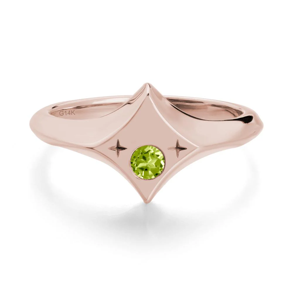 Four-Pointed Star Zodiac Peridot Ring - Image 2