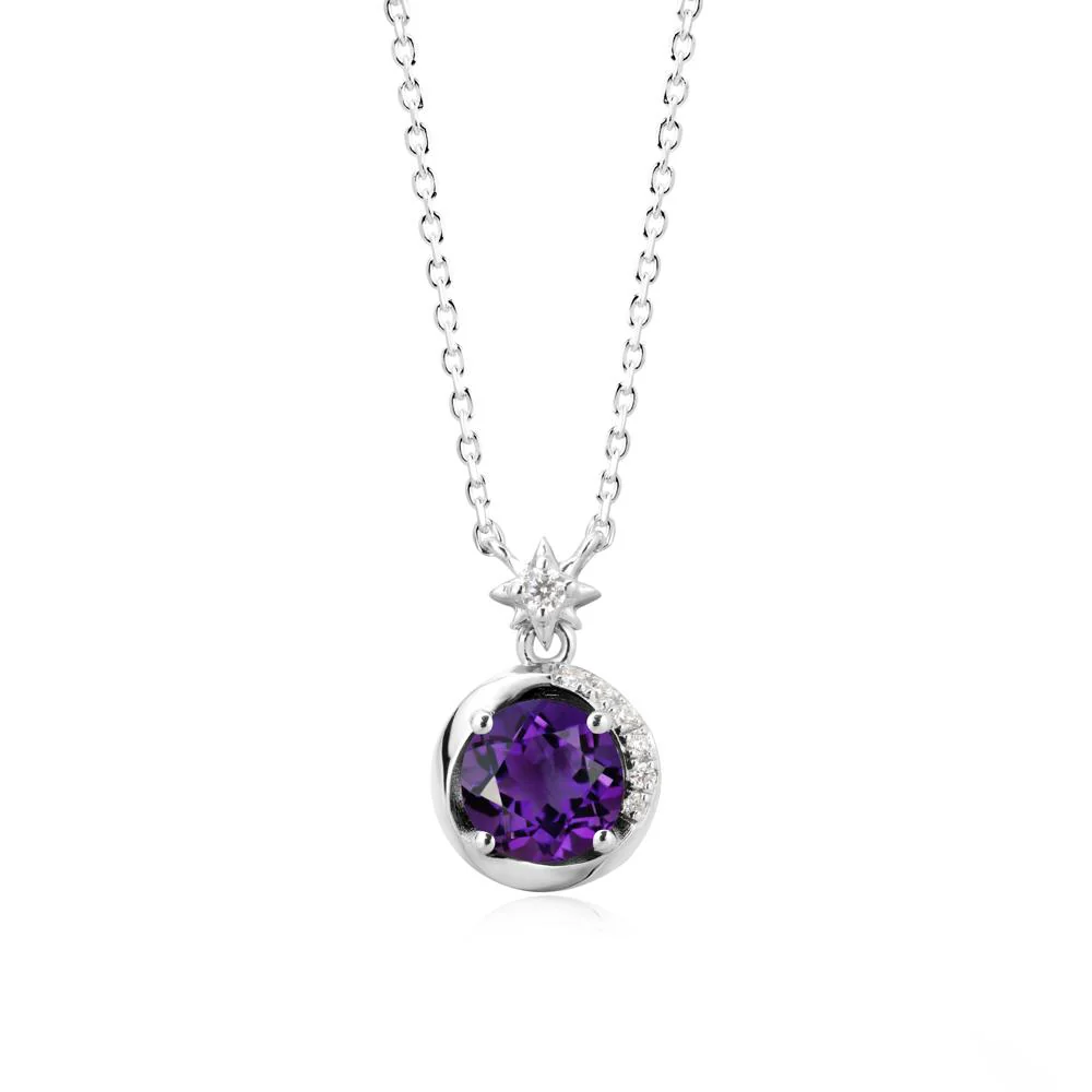 Galaxy Inspired Star Amethyst Pendant Necklace
