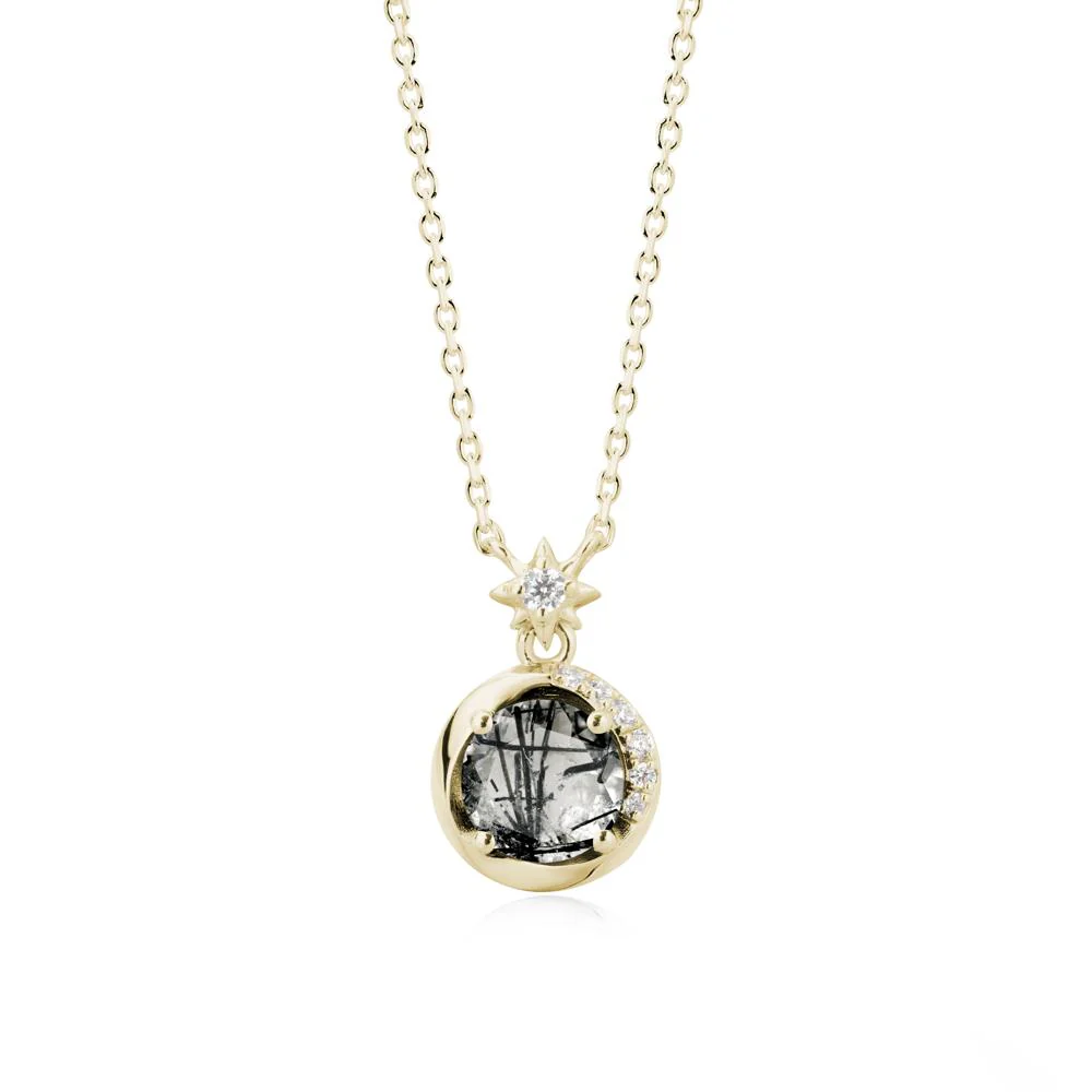 Galaxy Inspired Star Black Rutilated Quartz Pendant Necklace - Image 4